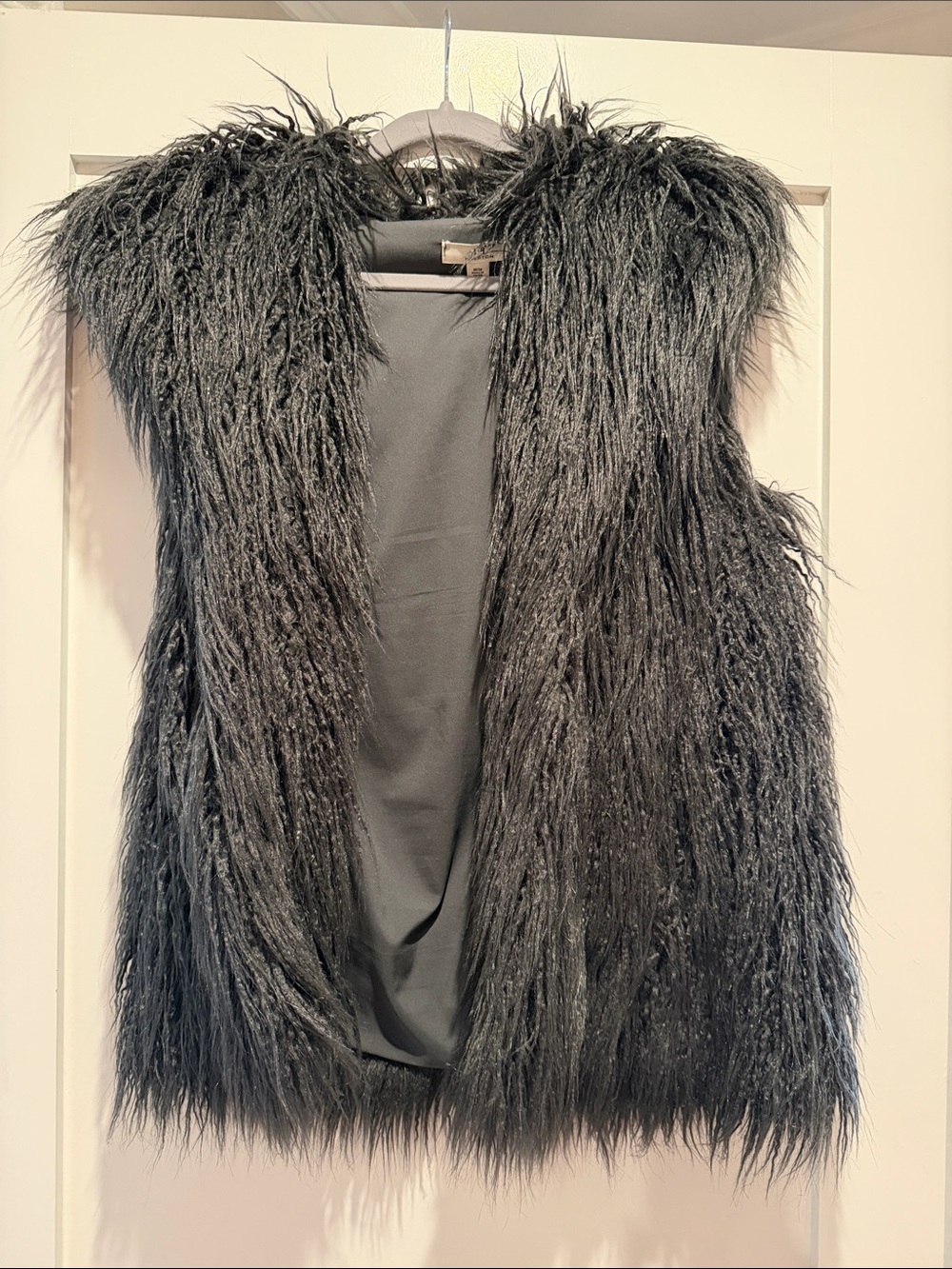 Halston Heritage Black Faux Fur Teddy Vest